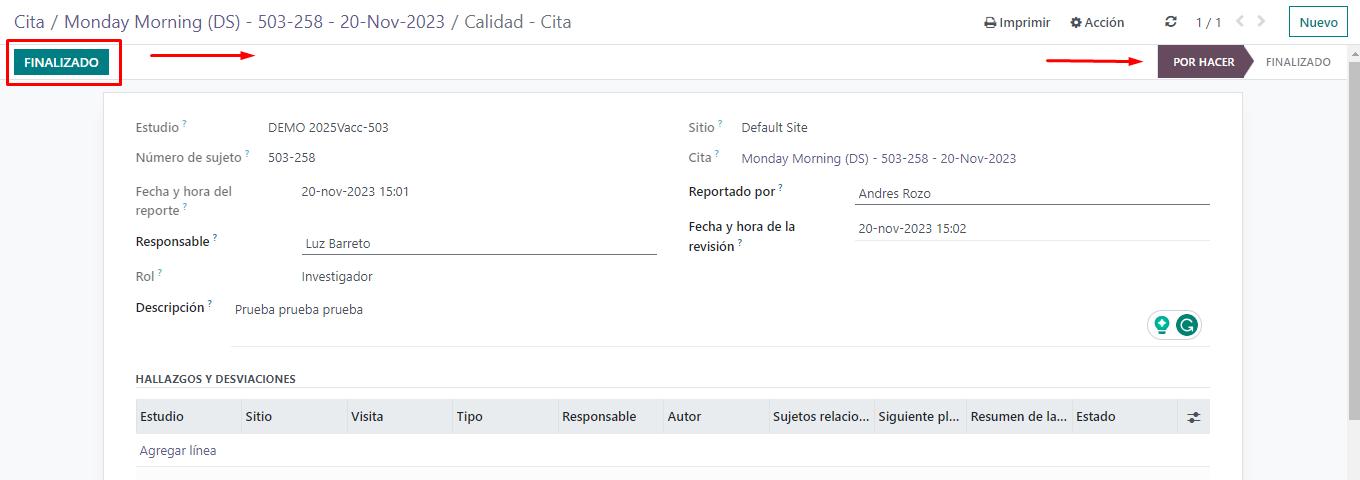 Citas Finalizado Por Hacer